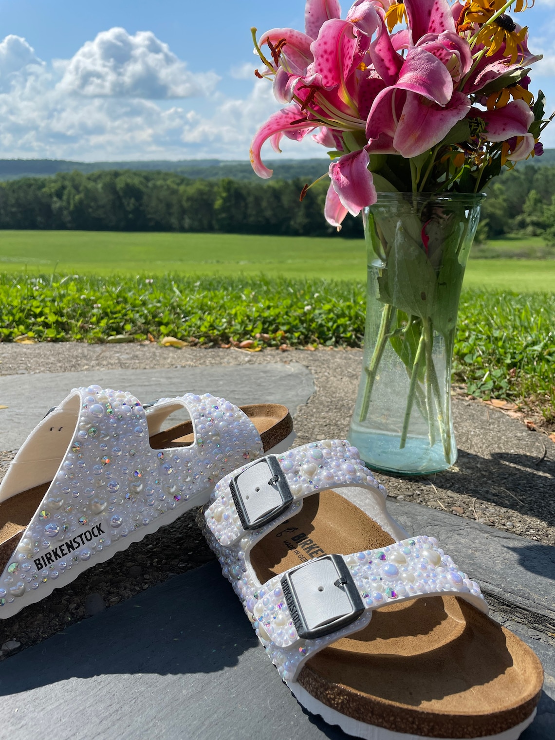 birkenstocks with wedding dress