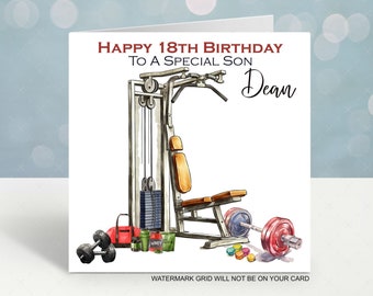 Personalised Birthday card Gym Fitness Men's Birthday card Mens Gym