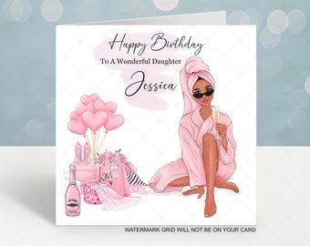 Personalised Birthday card Ladies  Daughter Sister Mum Any Name any Relation