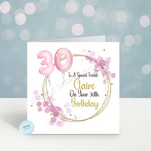 Personalised Birthday card age balloons  Ladies  Daughter Sister Mum Any Name any  Relation