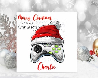 Personalised Christmas card Gaming Gamer boy Gamer Girl Son Grandson Daughter Friend Sister Any Name Any Relation