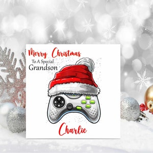 Personalised Christmas card Gaming Gamer boy Gamer Girl Son Grandson Daughter Friend Sister Any Name Any Relation