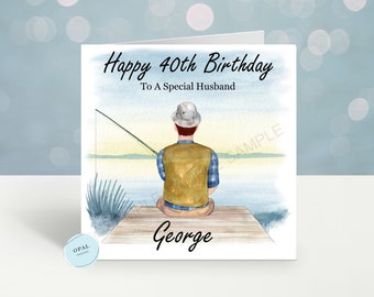 Personalised Birthday card Fishing Fisherman Men's Son Husband Dad Grandad  Any name any age