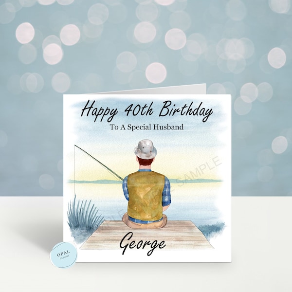 Personalized Fishing Birthday Card, Fisherman Theme