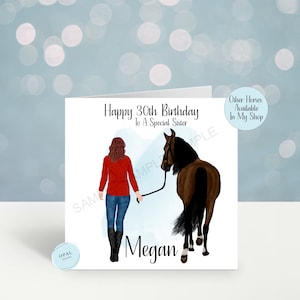 Personalised Birthday card Horse and girl Daughter sister niece any name 20th 30th 40th 21st 18th