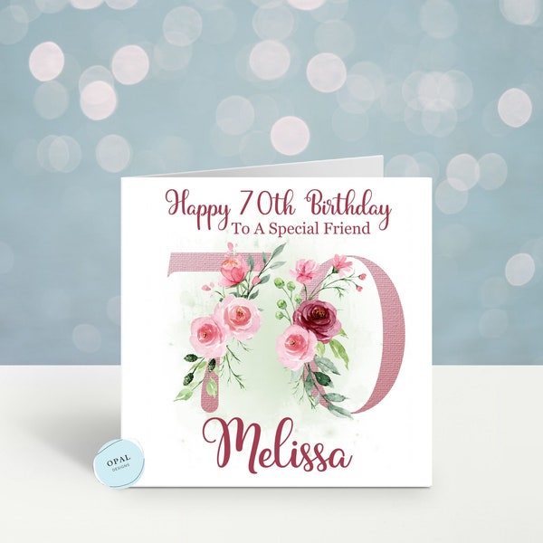 Personalised 70th  Birthday card Ladies  Daughter Sister Mum Any Name any  Relation
