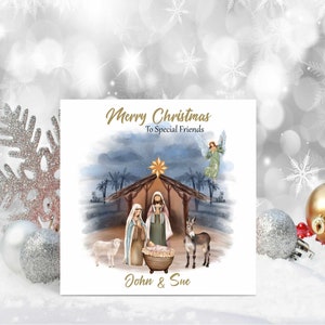 Personalised Christmas card Nativity Daughter Friend Sister Any Name Any Relation Couple Son