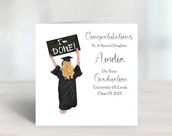 Personalised Graduation card Congratulations on your graduation Daughter Sister Granddaughter Any name
