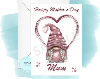 Personalised Mothers day Card Gonk Gnomes  Greeting card Any relation