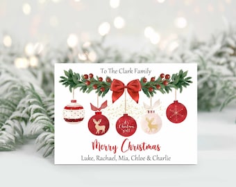 Personalised Christmas card Christmas Stockings Family Christmas Card