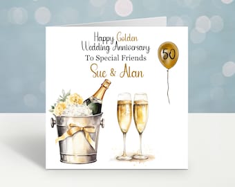 Personalised Golden Wedding Anniversary Card, 50th Celebration, Handmade Flower Design