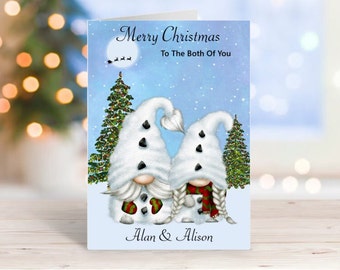 Personalised Christmas card Gonks Christmas Gnomes Special Couple Christmas Card