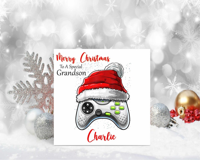 Personalised Christmas card Gaming Gamer boy Gamer Girl Son Grandson Daughter Friend Sister Any Name Any Relation image 1