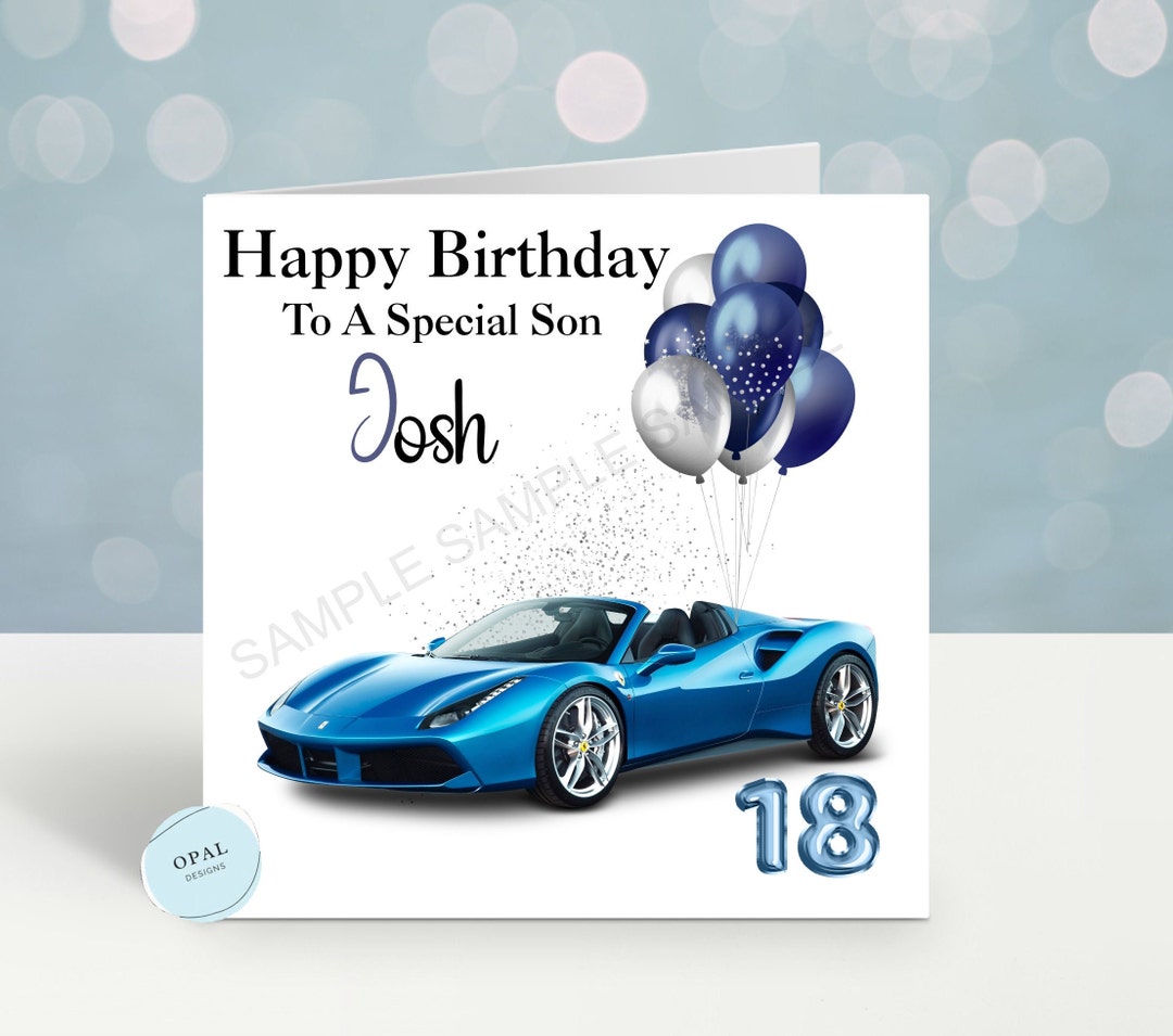 Boys Personalised Birthday Card Car Son Brother Grandson Nephew Friend ...