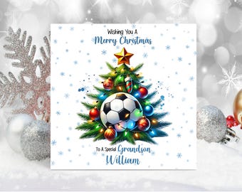 Personalised  Christmas Card, Football Boys Son Grandson Nephew Friend Brother