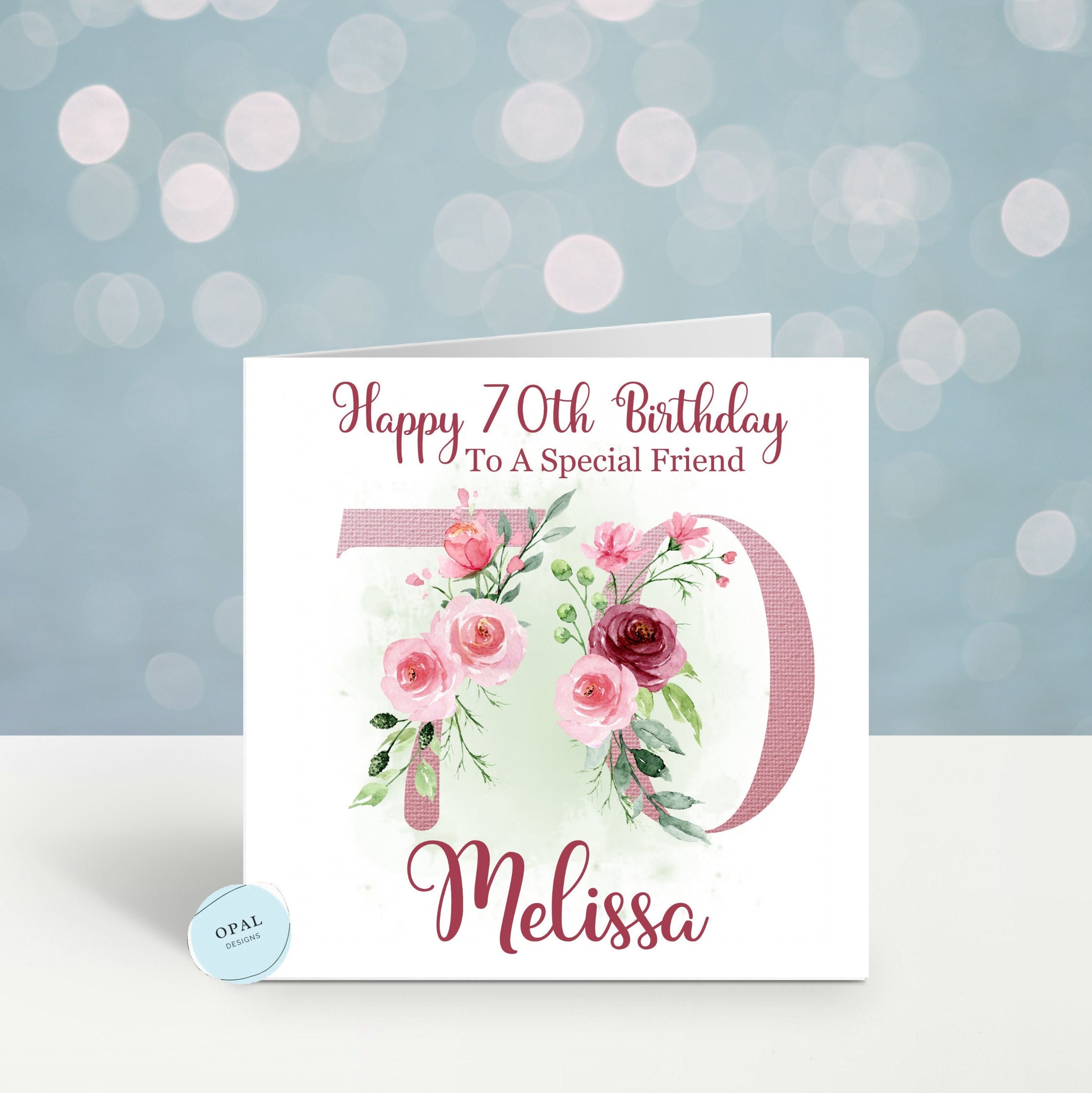 Personalised 70th Birthday Card Ladies Girls Daughter Sister Mum Mother ...