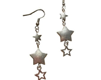 Star earrings | silver star | hook earrings | dangle earrings | star jewellery | jewellery | celestial jewellery | drop earrings | jewellery