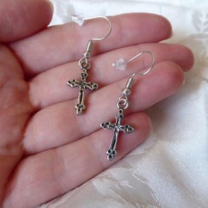 Cross earrings | silver plated hooks gothic cross earrings vintage inspired Victorian style gothic style vampire witchy earrings handmade