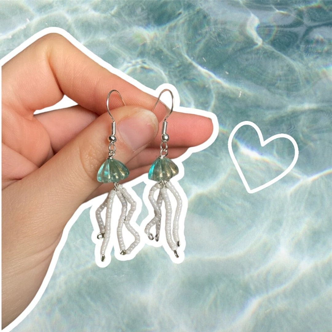 Jellyfish Hook Earrings Jelly Fish Jewellery Jellyfish Earrings Beach