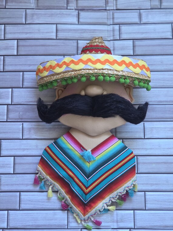 Poncho and Frida Wreath Attachment: Fiesta Decor with Sombrero and flower crown