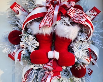 Botas de Papá Noel Corona de Navidad