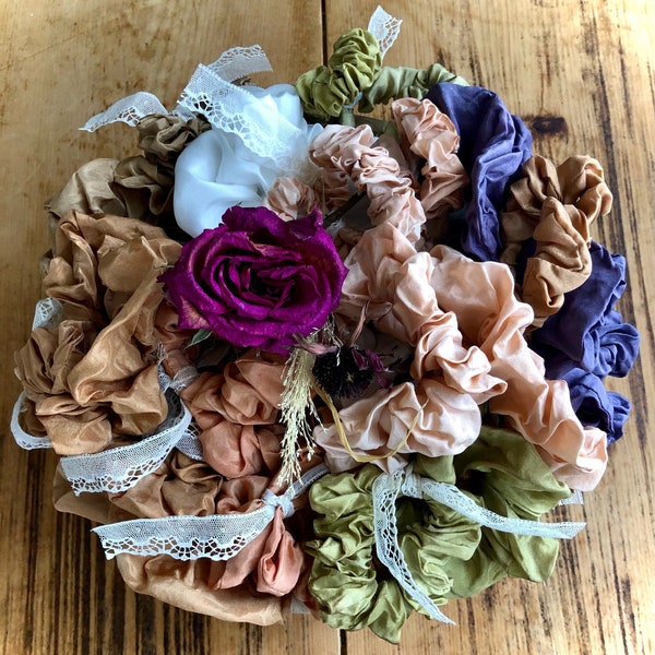 Small Scrunchie Sets!! • 100% Peace silk • GOTS certified organic • Botanically dyed • Sustainable • Biodegradable • Cruelty-free •