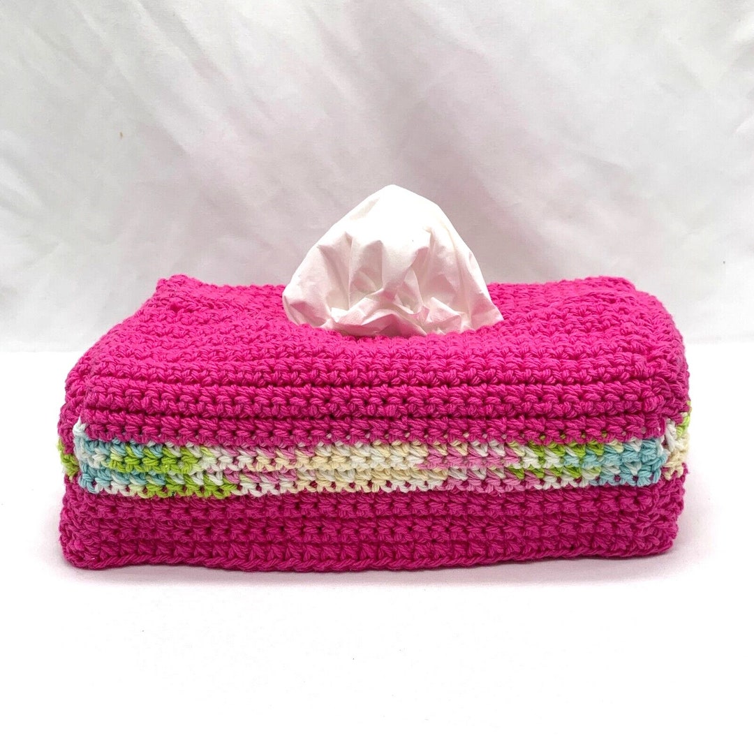 Facial Tissue Box Cover Rectangular Handmade Crochet Pink Etsy