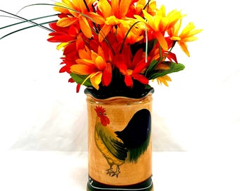 Fall Floral Arrangement Artificial Flowers Autumn Chicken Vase Table Decor