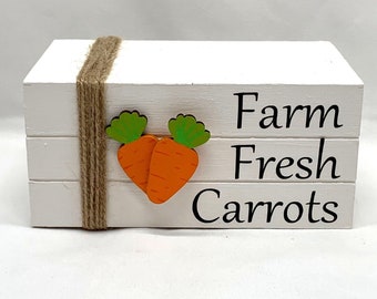 Farm Fresh Carrots Faux Book Stack Wood Home Decor Spring Easter Summer Harvest