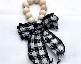 Door Knob Hanger Decor Beads Ribbon Kitchen Bedroom Hallway Buffalo Plaid