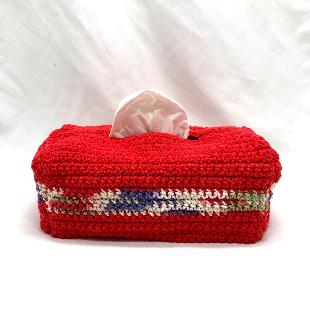 Facial Tissue Box Cover Rectangular Handmade Crochet Red Etsy
