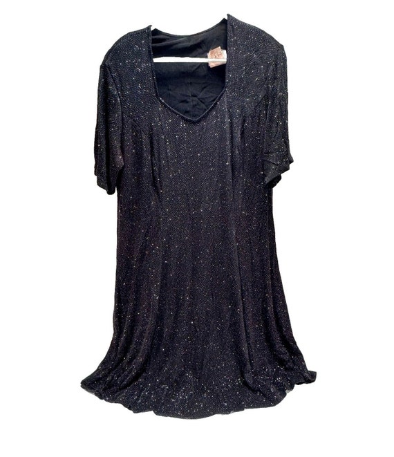 Onyx Nite Dress Evening Gown Black Sparkle Plus S… - image 1