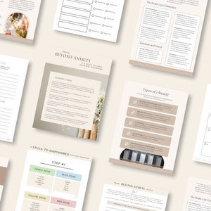 Anxiety bundle, anxiety worksheets, therapy tools, therapy worksheets, anxiety journal, affirmations, healing resources, mental health