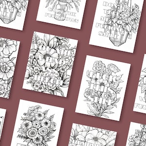Floral Swear Colouring Pages, Mental Health Coloring Pages, 26 Adult Coloring Pages, Swear Word Coloring Book, Printable Coloring Pages