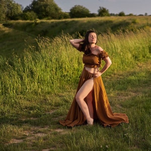 Boho maternity gown, rust  maternity dress, photoshoot dress