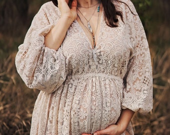 Lace boho dress | Maternity  dress for photoshoot , bohemian maternity Dress, Maternity boho dress, photo prop, dress for maternity session