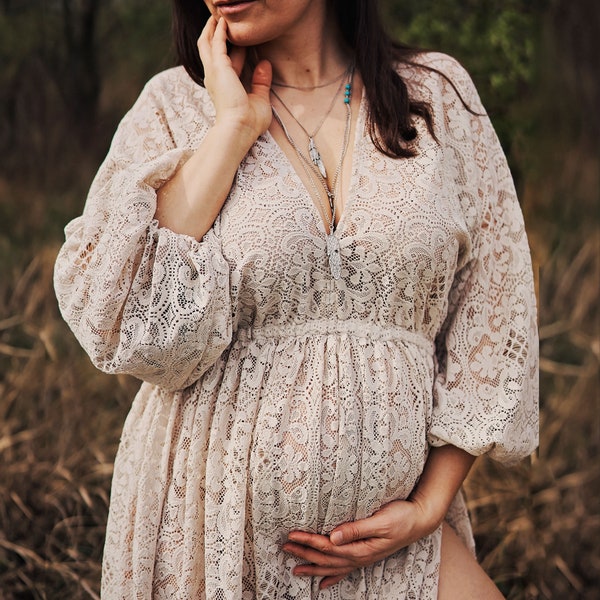 Kleid aus Spitze | Umstandskleid für Fotoshooting, Boho Umstandskleid, Maternity Boho Dress, Photo Prop, Kleid für die Schwangerschafts-Session