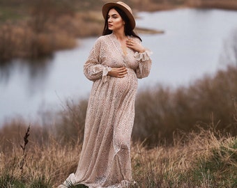 Maternity  lace dress for boho photoshoot, photography dress