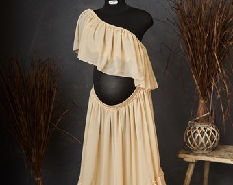 Two piece chiffon maternity gown  for photoshoot, bohemian dress , flowy photography dress