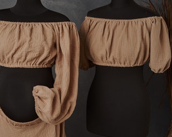 Umstandskleid SET mit zwei Oberteilen - BOHO Umstandskleid | Umstandskleid für Fotoshooting | Boho Umstandskleid | Baumwolle