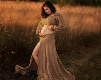 Two piece boho maternity dress for pregnancy photoshoot, photoshoot dress,