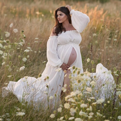 White Maternity Dress: Cotton Two-piece Photoshoot Gown - Etsy White Maternity Dress: Cotton Two-piece Photoshoot Gown - Etsy