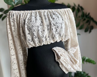 Off the shoulder lace crop top, photography prop, for photographers clients closet , photoshoot outfit