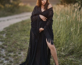 Black photoshoot Lace Maternity dress