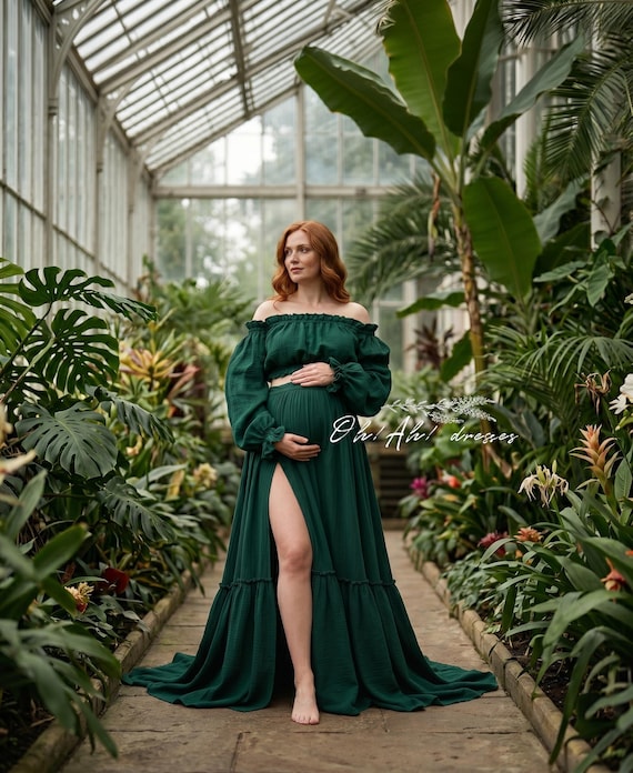 green boho maternity dress Gown: Emerald Cotton Two-Piece This boho maternity dress Illusion Bodice Clothing Store in Daytona Color & Hardware:Red & Silver
