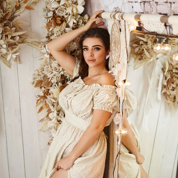Floral Maternity Dress: Cotton Cottagecore Photo Shoot Gown