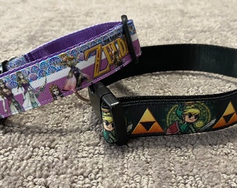 Legend of Z, Triforce, Fairy Boy, Princess Z - Dog Collar. 1” wide. Machine washable. Adjustable length.