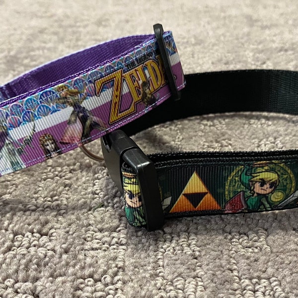 Legend of Z, Triforce, Fairy Boy, Princess Z - Dog Collar. 1” wide. Machine washable. Adjustable length.