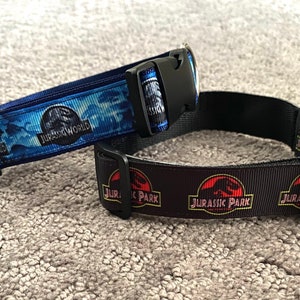 Jurassic Dinosaur Dog Collar. Two styles, Machine Washable, Adjustable Length, 1” width