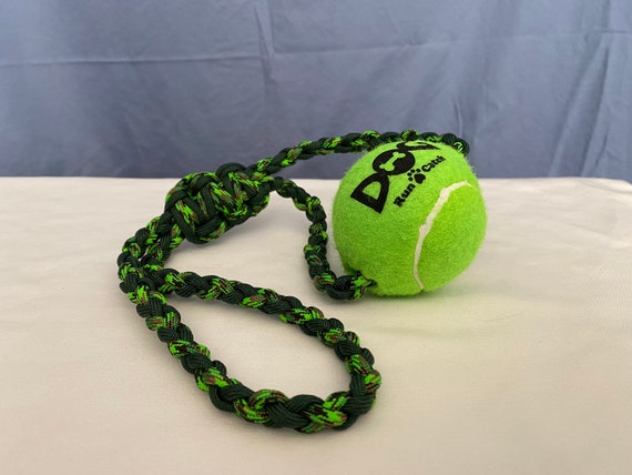 Tennis Ball Rope Toy Double Ended for Tug of War. multiple Colors